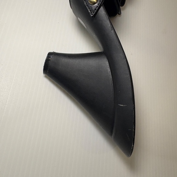 Vintage G By Guess Open Toe Mule/Heels Size 7.5M Leather Bow Gold Accents - Picture 14 of 16